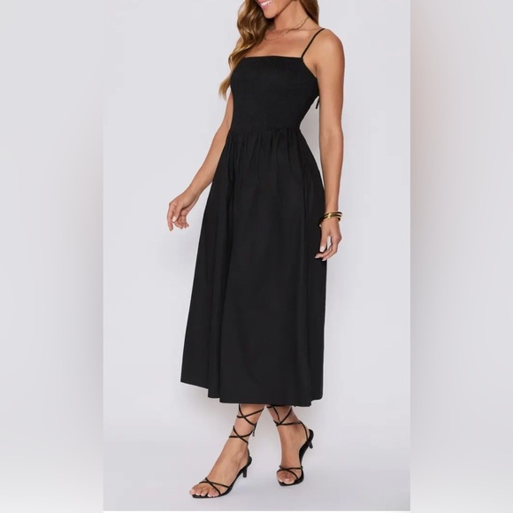 Nordstroms brand Elegant Black Midi sundress bow straps NWT - Picture 2 of 10